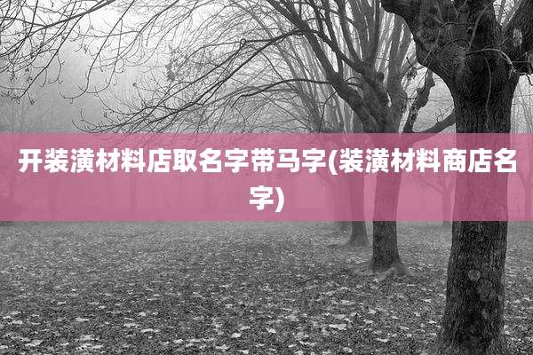 开装潢材料店取名字带马字(装潢材料商店名字)