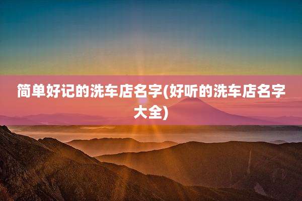 简单好记的洗车店名字(好听的洗车店名字大全)