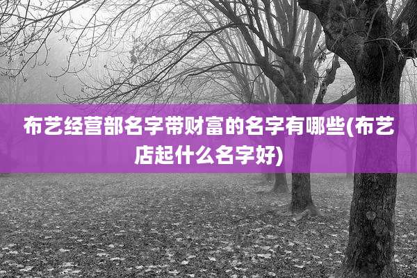 布艺经营部名字带财富的名字有哪些(布艺店起什么名字好)