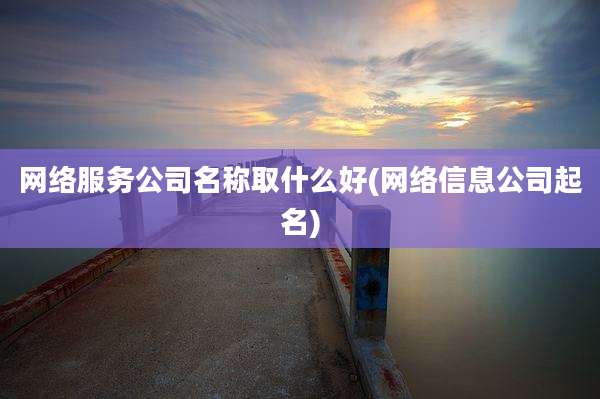 网络服务公司名称取什么好(网络信息公司起名)