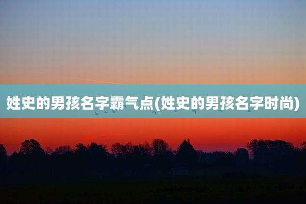 姓史的男孩名字霸气点(姓史的男孩名字时尚)