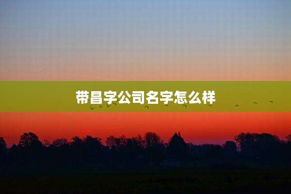 带昌字公司名字怎么样