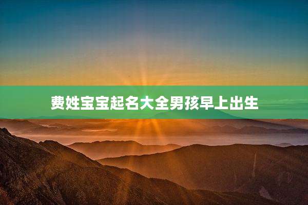 费姓宝宝起名大全男孩早上出生