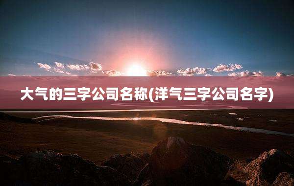 大气的三字公司名称(洋气三字公司名字)