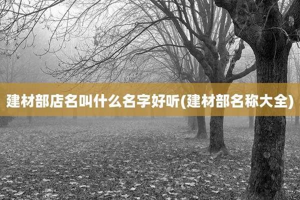 建材部店名叫什么名字好听(建材部名称大全)