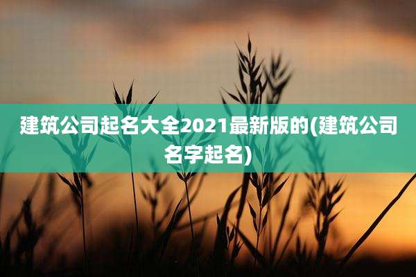 建筑公司起名大全2021最新版的(建筑公司名字起名)