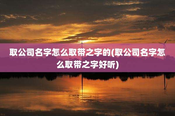 取公司名字怎么取带之字的(取公司名字怎么取带之字好听)