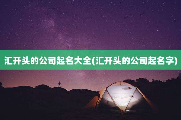 汇开头的公司起名大全(汇开头的公司起名字)