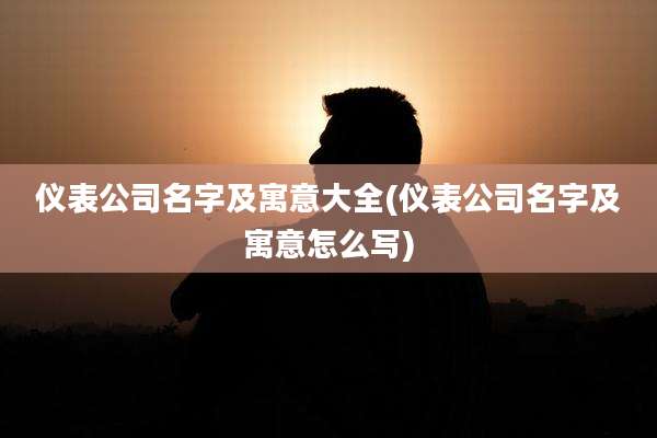 仪表公司名字及寓意大全(仪表公司名字及寓意怎么写)