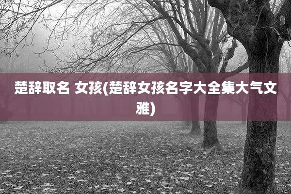 楚辞取名 女孩(楚辞女孩名字大全集大气文雅)