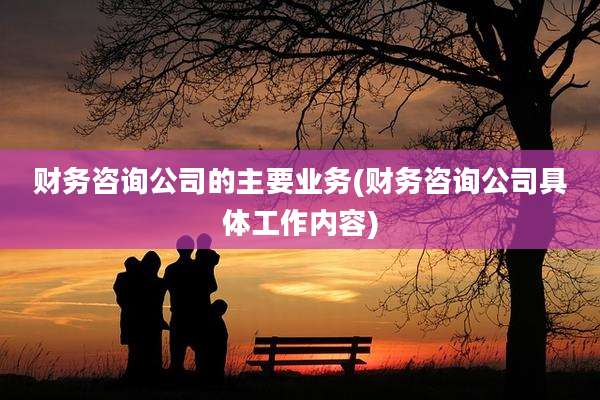 财务咨询公司的主要业务(财务咨询公司具体工作内容)