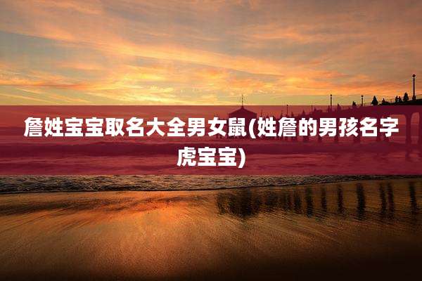 詹姓宝宝取名大全男女鼠(姓詹的男孩名字虎宝宝)