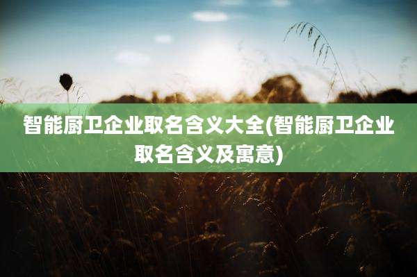 智能厨卫企业取名含义大全(智能厨卫企业取名含义及寓意)