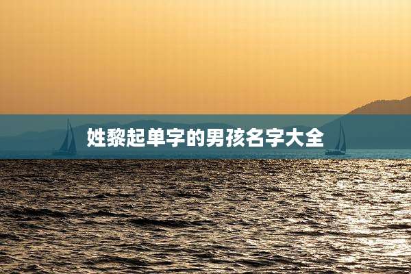 姓黎起单字的男孩名字大全