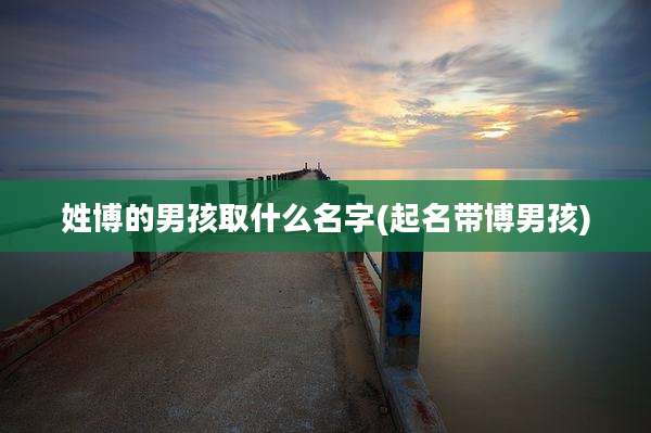 姓博的男孩取什么名字(起名带博男孩)