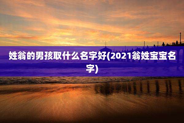 姓翁的男孩取什么名字好(2021翁姓宝宝名字)
