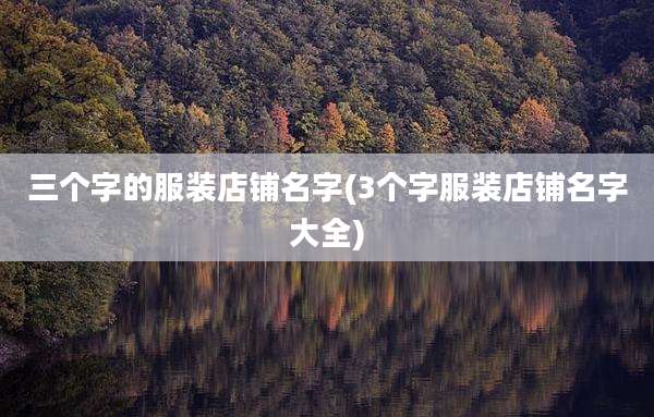 三个字的服装店铺名字(3个字服装店铺名字大全)