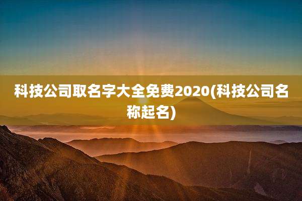 科技公司取名字大全免费2020(科技公司名称起名)