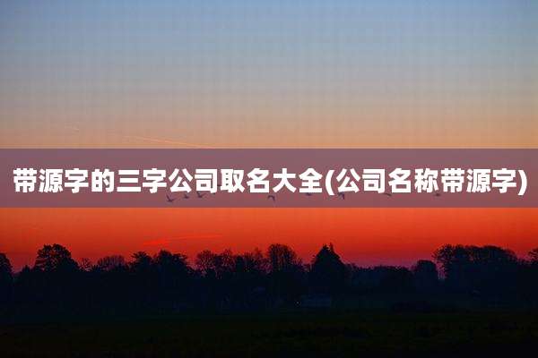 带源字的三字公司取名大全(公司名称带源字)