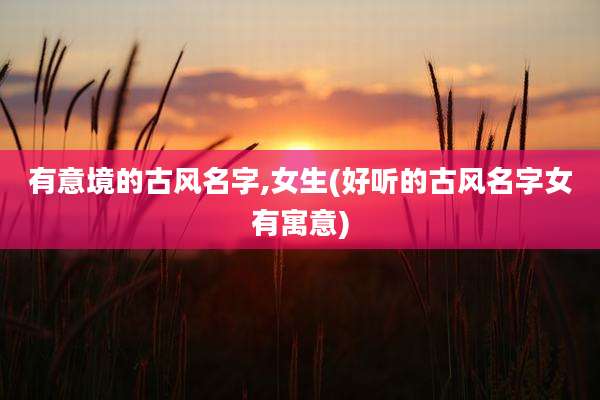 有意境的古风名字,女生(好听的古风名字女有寓意)