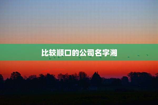 比较顺口的公司名字湘