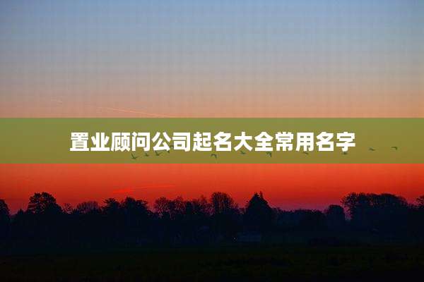 置业顾问公司起名大全常用名字