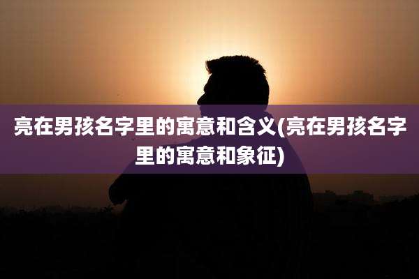 亮在男孩名字里的寓意和含义(亮在男孩名字里的寓意和象征)