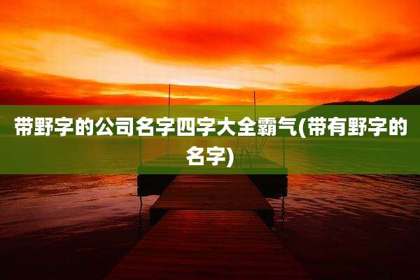 带野字的公司名字四字大全霸气(带有野字的名字)
