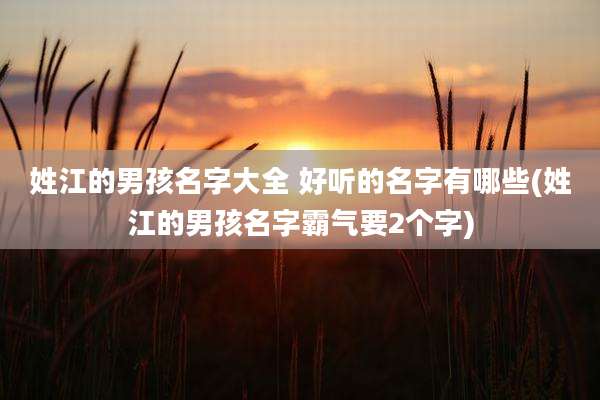 姓江的男孩名字大全 好听的名字有哪些(姓江的男孩名字霸气要2个字)