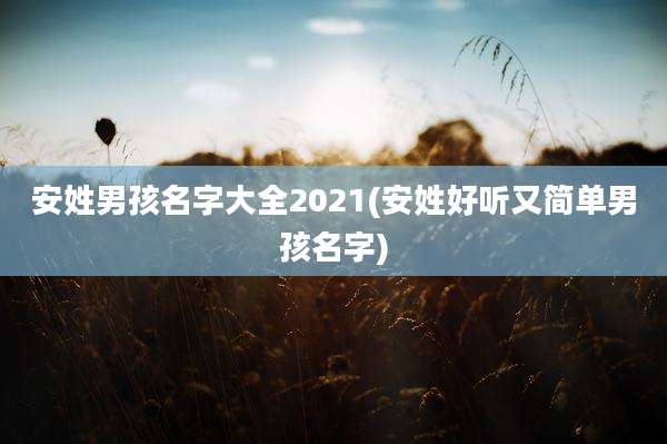 安姓男孩名字大全2021(安姓好听又简单男孩名字)