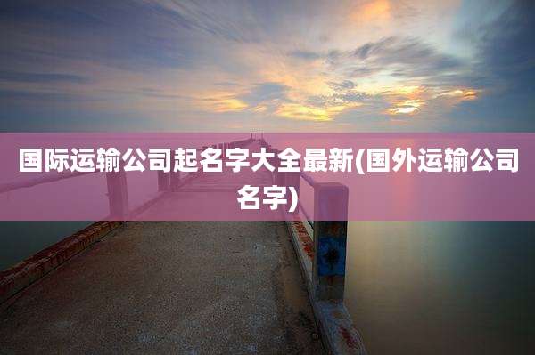 国际运输公司起名字大全最新(国外运输公司名字)