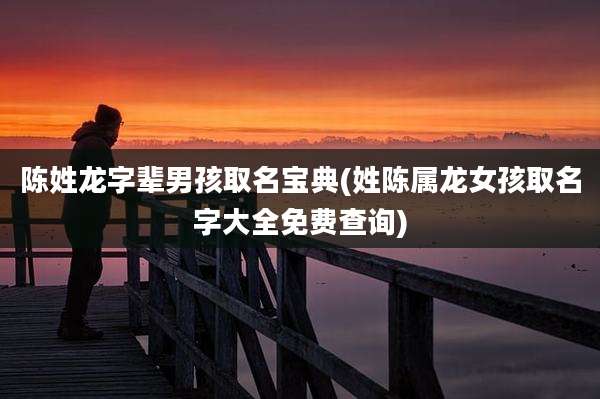 陈姓龙字辈男孩取名宝典(姓陈属龙女孩取名字大全免费查询)