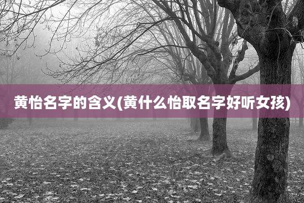 黄怡名字的含义(黄什么怡取名字好听女孩)