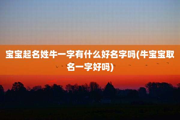 宝宝起名姓牛一字有什么好名字吗(牛宝宝取名一字好吗)