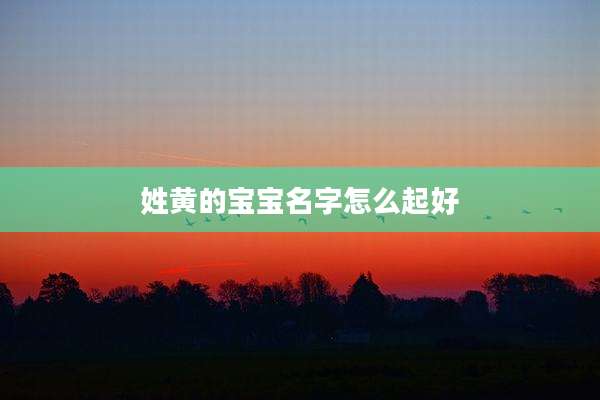 姓黄的宝宝名字怎么起好