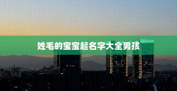姓毛的宝宝起名字大全男孩