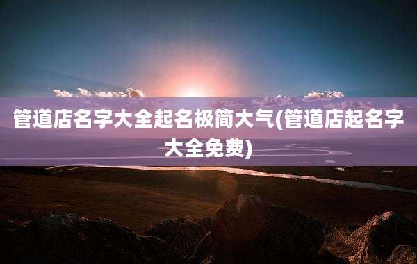 管道店名字大全起名极简大气(管道店起名字大全免费)