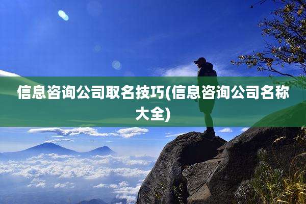 信息咨询公司取名技巧(信息咨询公司名称大全)