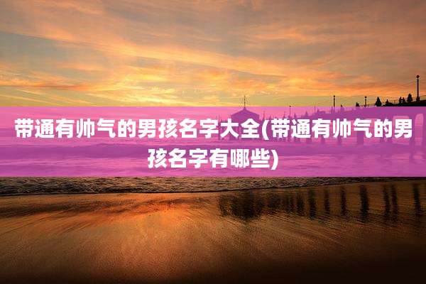 带通有帅气的男孩名字大全(带通有帅气的男孩名字有哪些)