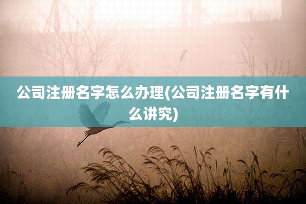 公司注册名字怎么办理(公司注册名字有什么讲究)