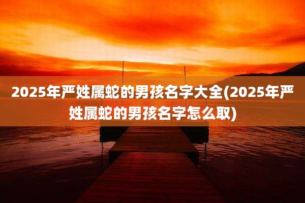 2025年严姓属蛇的男孩名字大全(2025年严姓属蛇的男孩名字怎么取)