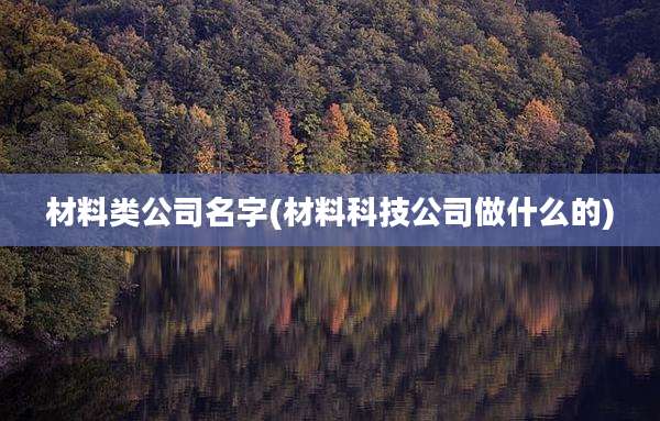 材料类公司名字(材料科技公司做什么的)