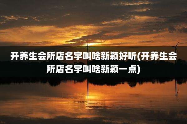 开养生会所店名字叫啥新颖好听(开养生会所店名字叫啥新颖一点)
