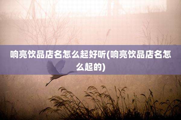 响亮饮品店名怎么起好听(响亮饮品店名怎么起的)