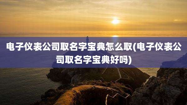 电子仪表公司取名字宝典怎么取(电子仪表公司取名字宝典好吗)