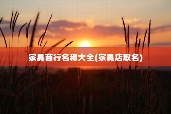 家具商行名称大全(家具店取名)