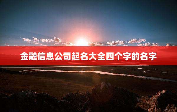 金融信息公司起名大全四个字的名字
