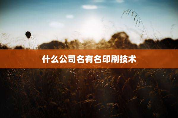 什么公司名有名印刷技术