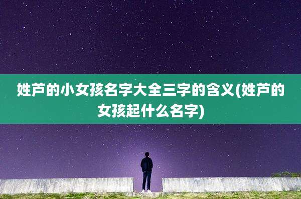 姓芦的小女孩名字大全三字的含义(姓芦的女孩起什么名字)