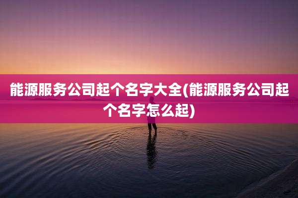 能源服务公司起个名字大全(能源服务公司起个名字怎么起)